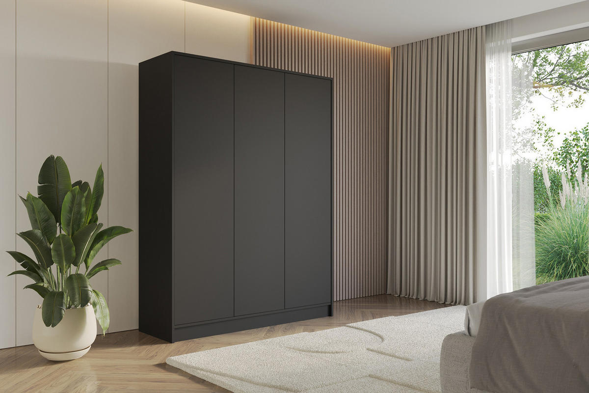 KLEIDERSCHRANK - GALA - 150 - Schwarz - Schwarz, Holzwerkstoff (150/200/51cm) - ALTDECOR
