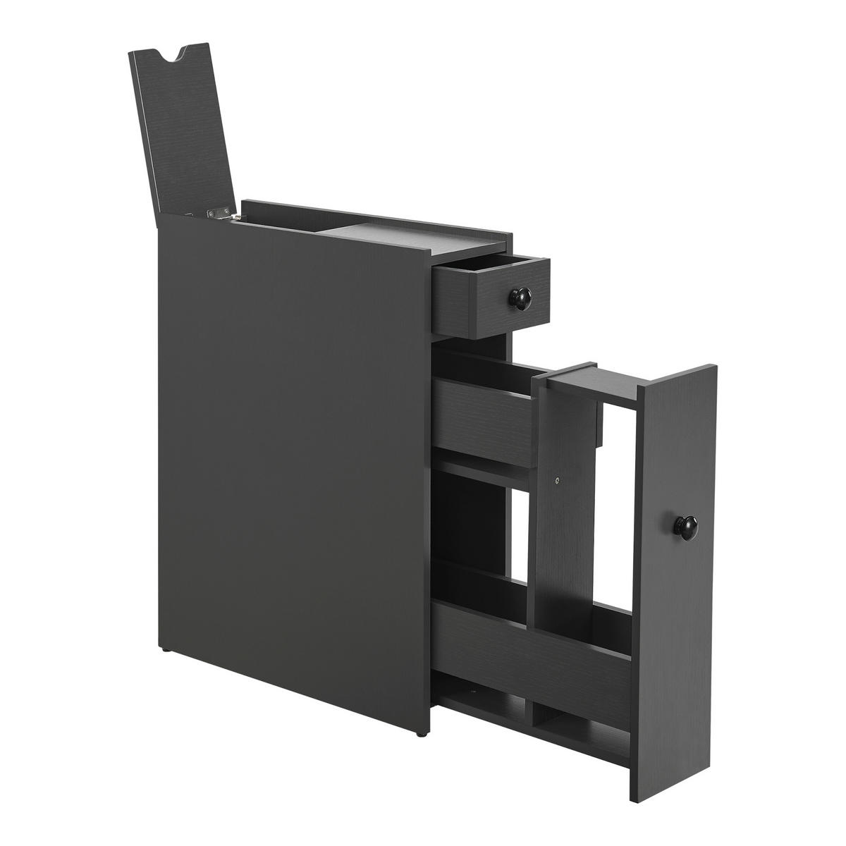 SEITENSCHRANK Kihniö - Dunkelgrau, Holzwerkstoff (16/58/48cm) - [en.casa]
