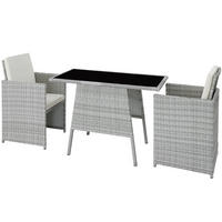 RATTAN SITZGRUPPE Lausanne,zusammenschiebbar,hellgrau - Hellgrau, Kunststoff - tectake