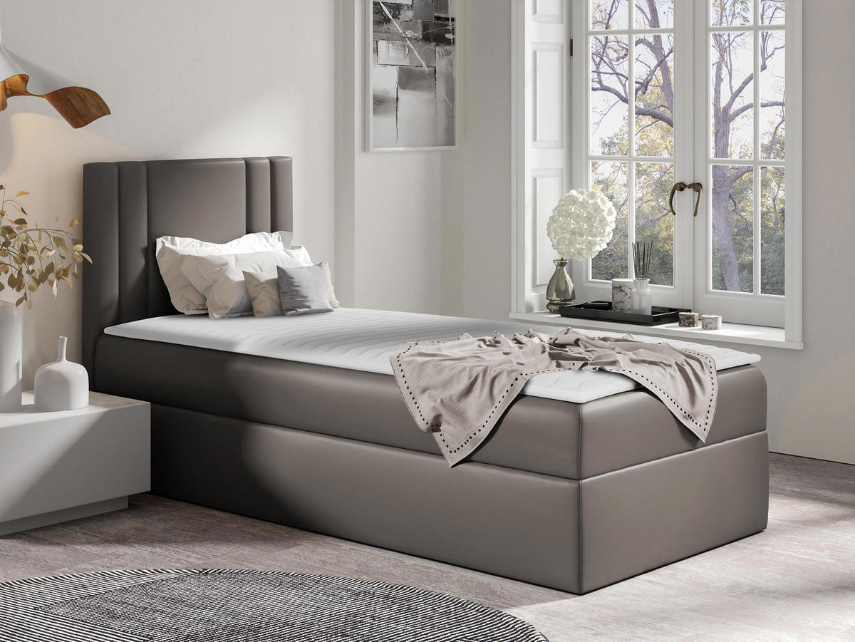 BOXBETT Carmen Mini, Seite zum Öffnen des Bettkastens: Links - Graphitfarben, Holz (80/200cm) - MIRJAN24