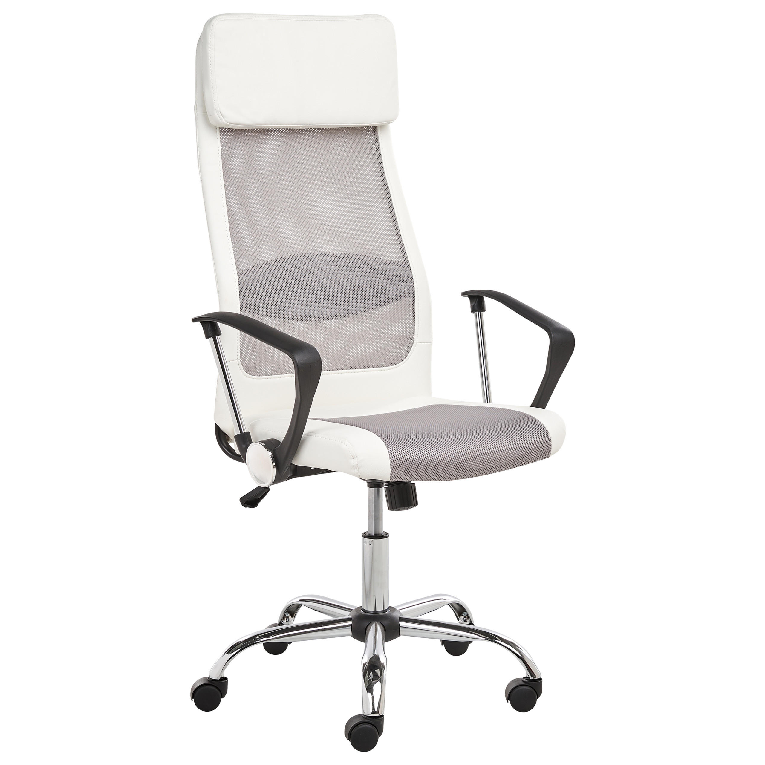 BÜROSTUHL Kunstleder Weiß Pioneer - Weiß, Kunststoff/Textil (63/126/63cm) - Beliani