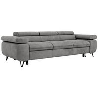 TROJMIESTNA POHOVKA PETER 3 s rozkládací funkcí - Svetlosivá Samet - čierna/svetlosivá, kov/textil (262/76/99cm) - MKS