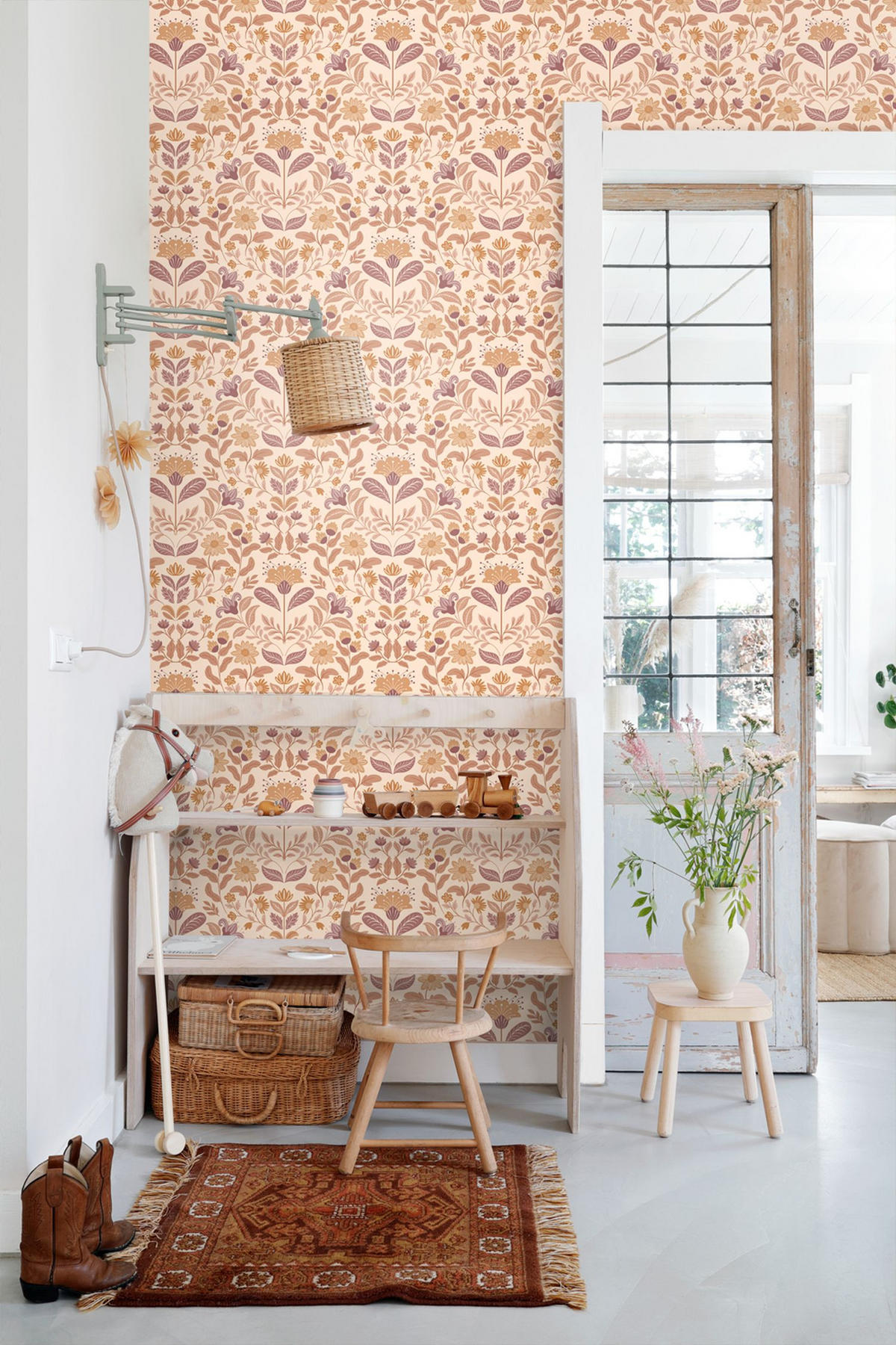 TAPETE Blumenmuster 50 x 900 cm - Beige, Papier (50/900cm) - ESTAhome