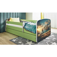KINDERBETT Schiff 80x160 cm mit Schublade, Rausfallschutz & Lattenrost, Grün - Grün, Holzwerkstoff (80/160cm) - RAUMHIRSCH FURNITURE
