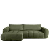 ECKSOFA LINKS LIRA, Olivgrün, Bouclé - Olivgrün, Holz/Holzwerkstoff (295/112cm) - KONSIMO®