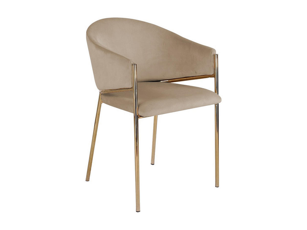 STUHL - 53 x 61 - samt - beige Ordida - Beige, Textil/Metall (53/80/61cm) - Vente-Unique