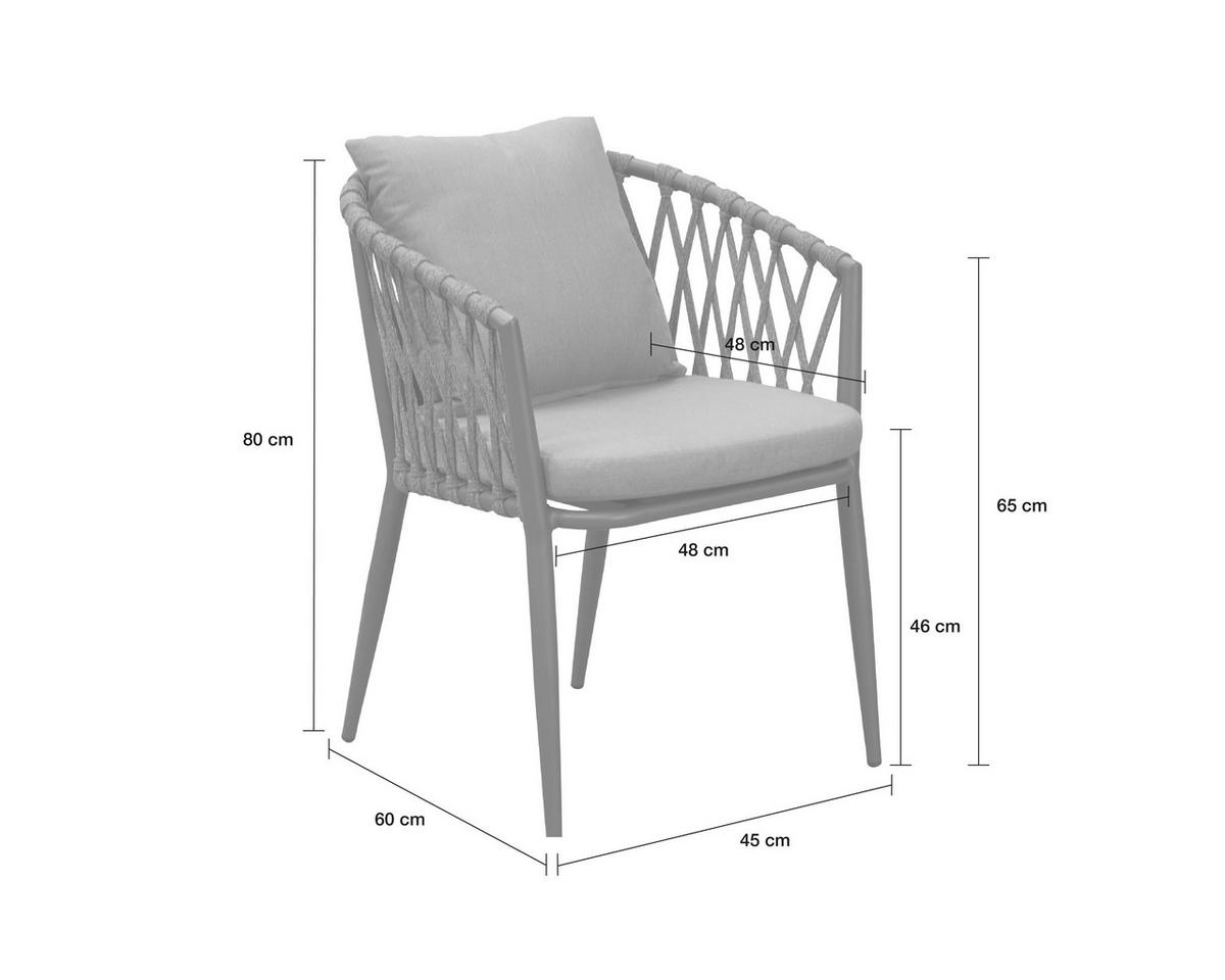 STAPELSTUHL Vienna, Rope, Aluminium, Taupe-Grün - Grau/Grün, Metall (45/80/60cm) - dasmöbelwerk