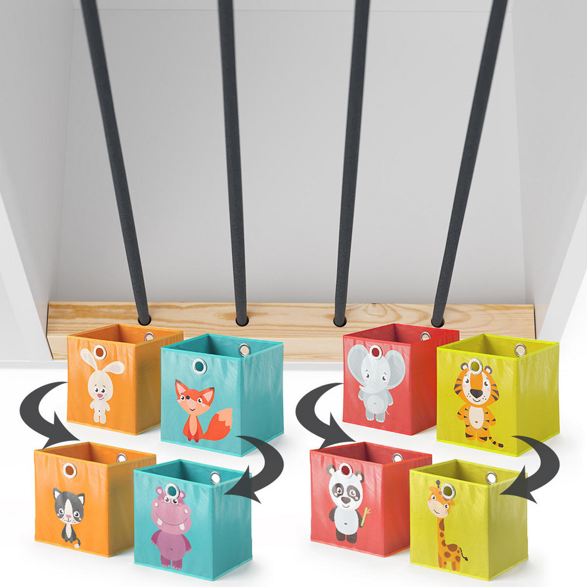 KINDERREGAL Marvin Weiß 72 x 143 cm mit 4 Faltboxen opt.1 - Weiß, Holzwerkstoff (72/143/29.1cm) - Vicco