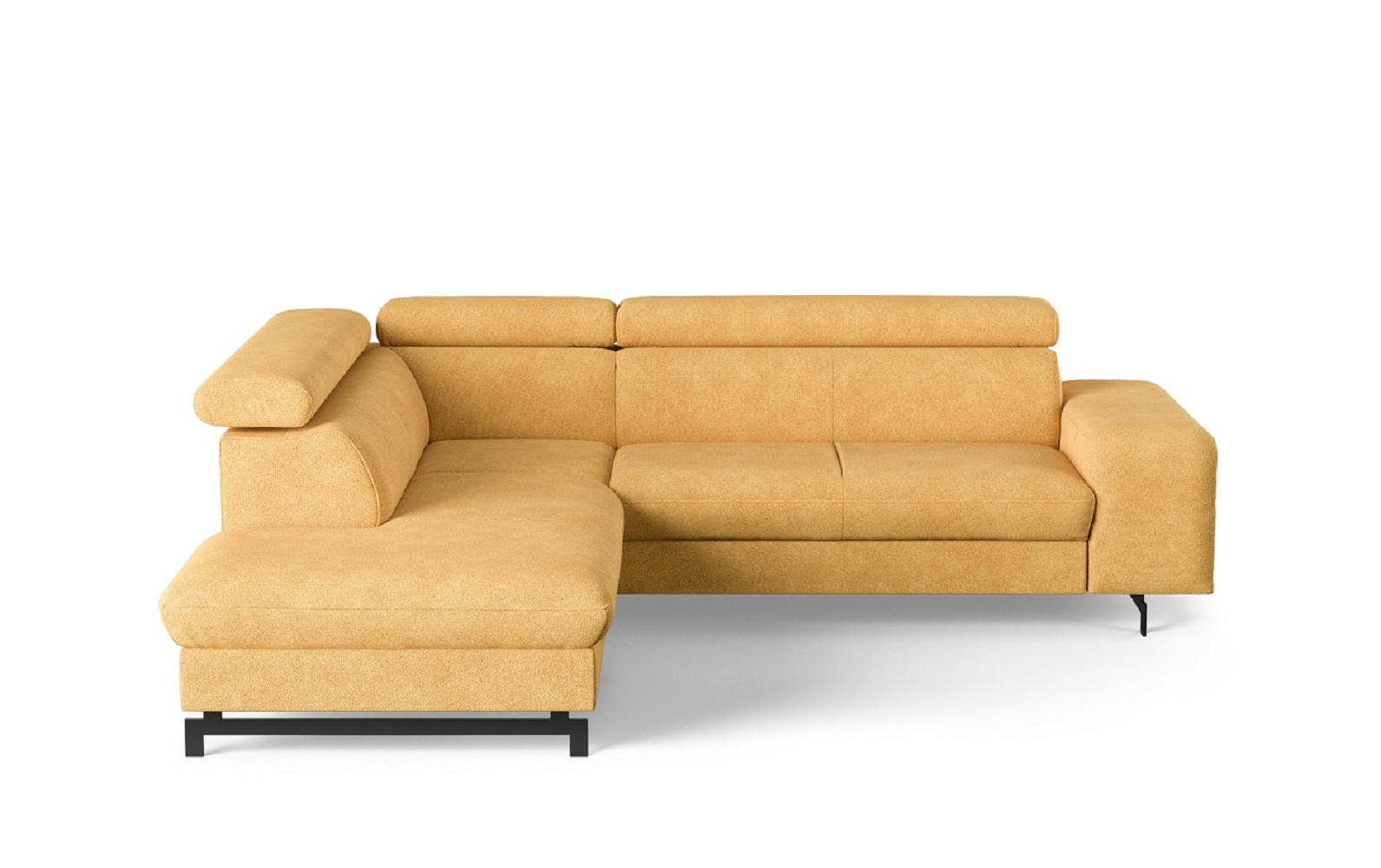 ECKSOFA mit Schlaffunktion und Bettkasten - Gelb/Schwarz, Kunststoff/Textil (262/215cm) - Cotta