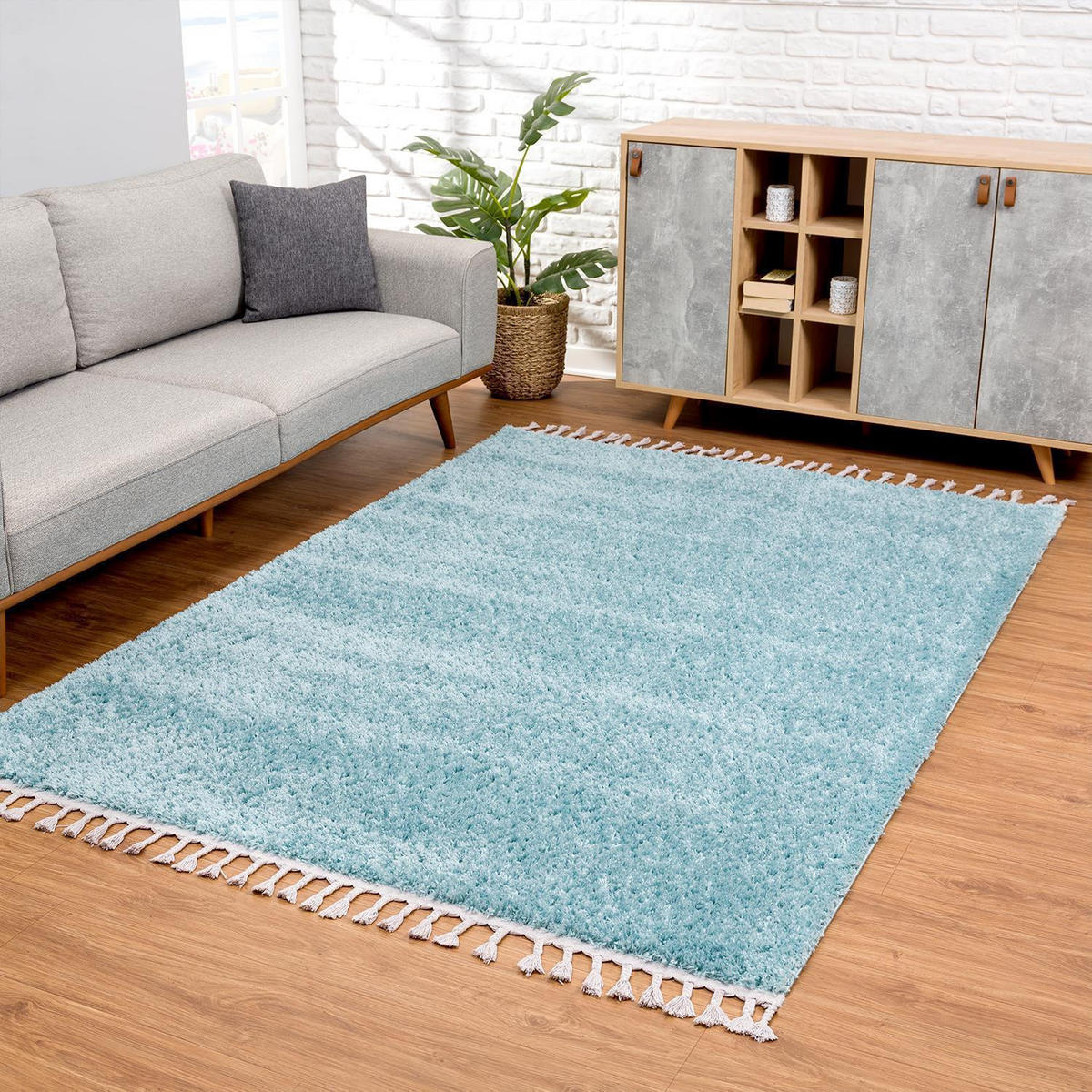 HOCHFLOR-TEPPICH Shaggy Pulpy 100 Blau 200x290 cm - Blau, Textil (200/290cm) - carpet city