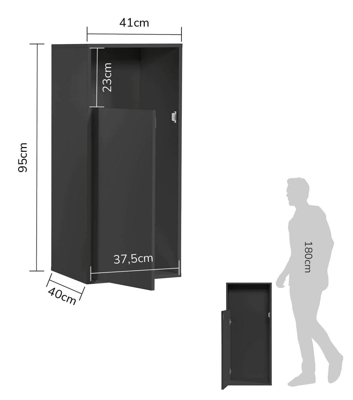 WÄSCHESCHRANK Der Wäschehüter - Schwarz, Holzwerkstoff (41/95/40cm) - Mokebo
