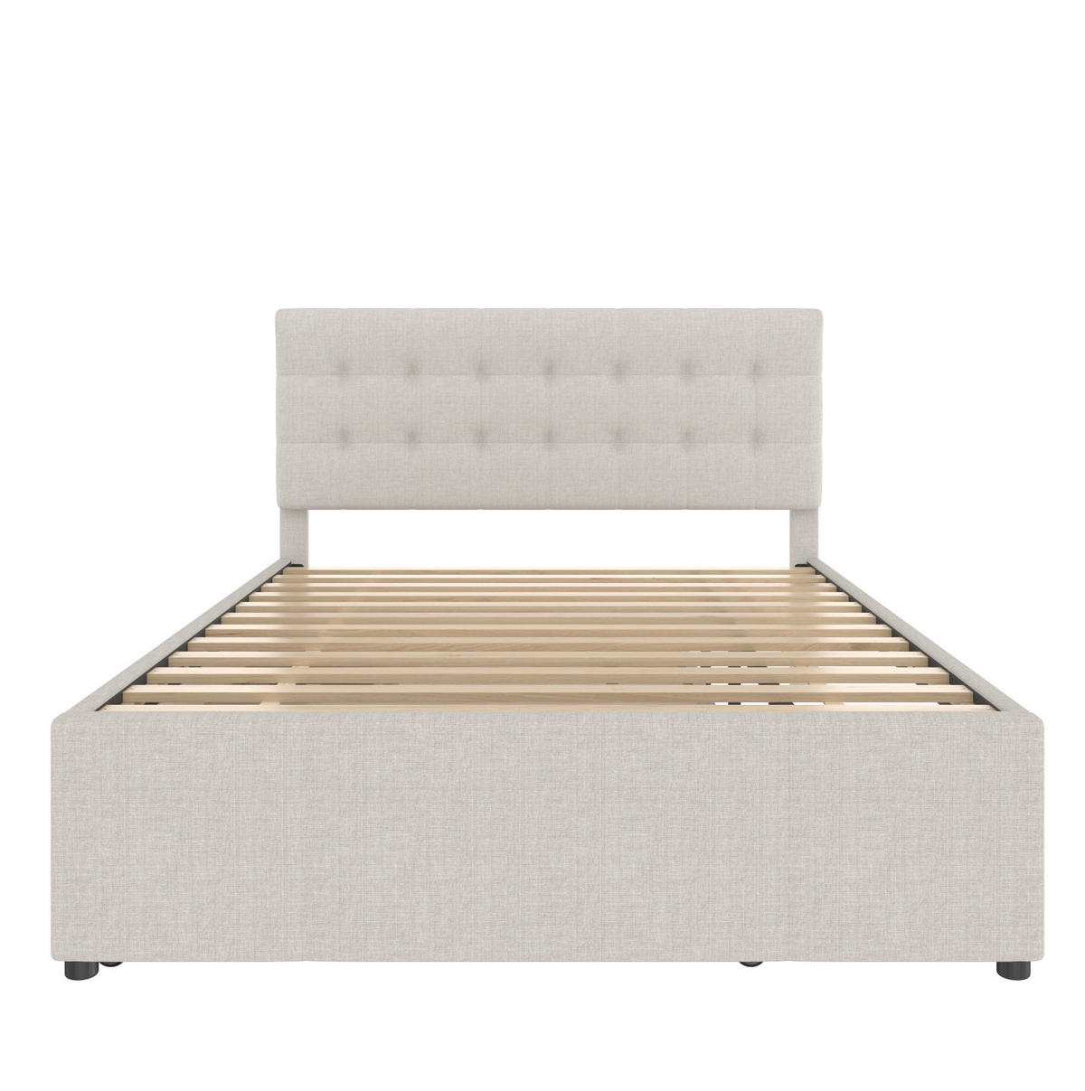 BETT mit Ausziehbett und 3 Schubladen 140x200 cm Leinen Beige - Beige, Holz (140/200cm) - Meubliv