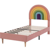 POLSTERBETT aus Samt 90x200 cm Rosa mit höhenverstellbarem Kopfteil und Lattenrost - Rosa, Textil (90/200cm) - IVMEU