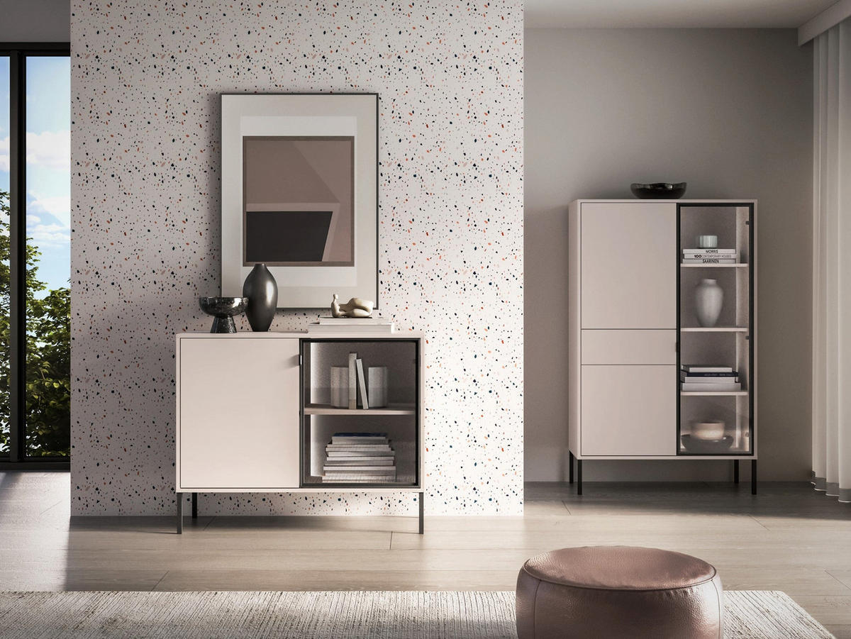 SIDEBOARD Barnee Kaschmir 107 cm - Taupe/Schwarz, Holzwerkstoff/Metall (107/86/40cm) - Selsey
