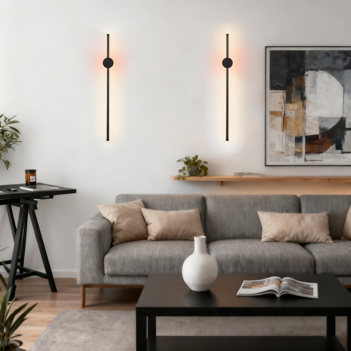 LED nástěnné světlo Yau 60/10/6cm - černá, kov (10/6/60cm) - Nettlife