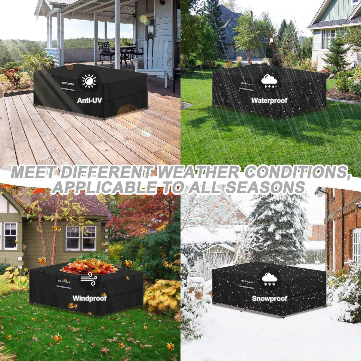 ABDECKUNG für Gartenmöbel Wasserdicht 200 x 80 x 75 cm - Schwarz, Textil (1/1/1cm)