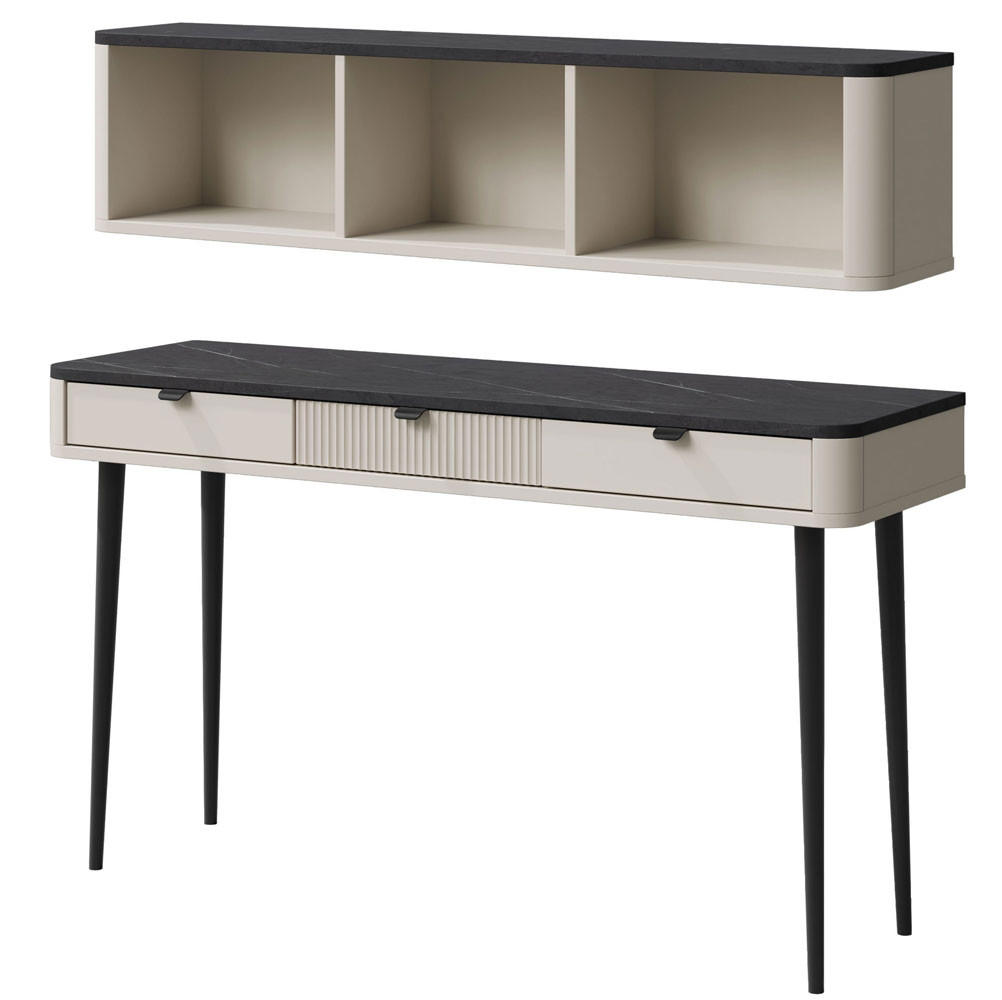 HOME-OFFICE SET Marly (2-tlg) Kaschmir / Graustein - Beige/Grau, Holz/Holzwerkstoff (40/130/107cm) - Feldmann-Wohnen