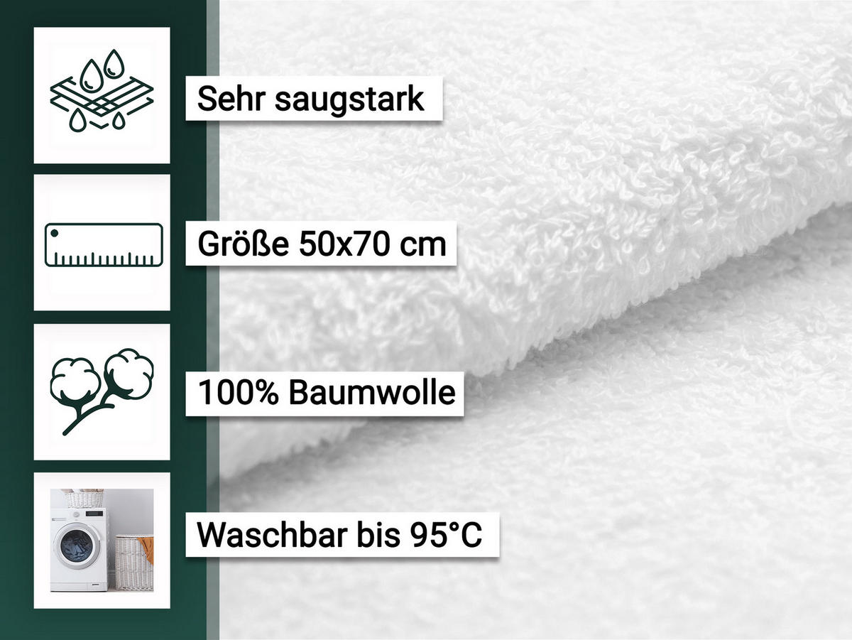 HANDTÜCHER, 6er-Set, 50x70 cm, 100% Baumwolle, Weiß - Weiß, Textil (50/70cm) - Zollner