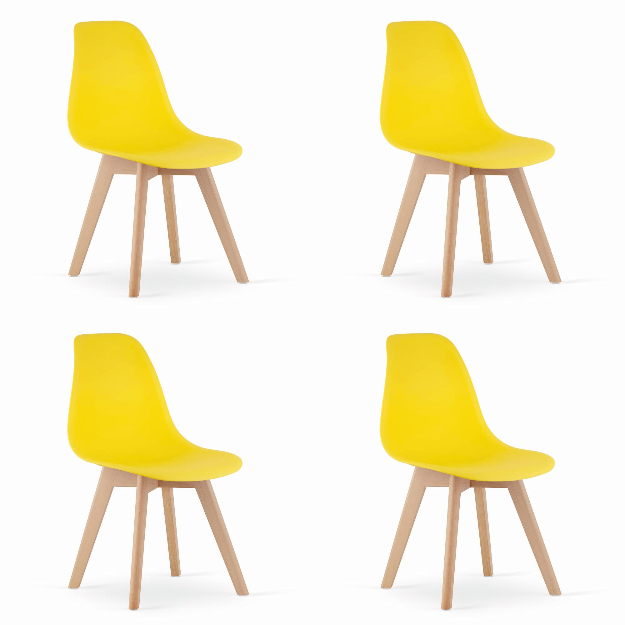 ESSZIMMERSTUHL 4-er Set KITO gelber Sitz, natürliche Beine - Gelb/Naturfarben, Kunststoff (46/80/54.5cm) - Valora