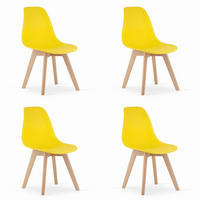 ESSZIMMERSTUHL 4-er Set KITO gelber Sitz, natürliche Beine - Gelb/Naturfarben, Kunststoff (46/80/54.5cm) - Valora