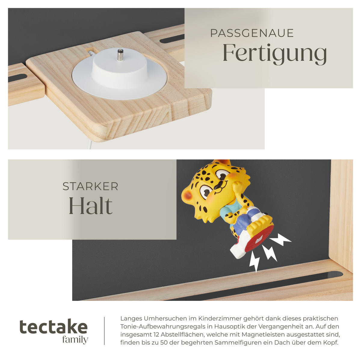 WANDREGAL Mylittle Story,50 x 15,5 x 60 cm,anthrazit - Anthrazit, Holz (50/60/15.5cm) - tectake