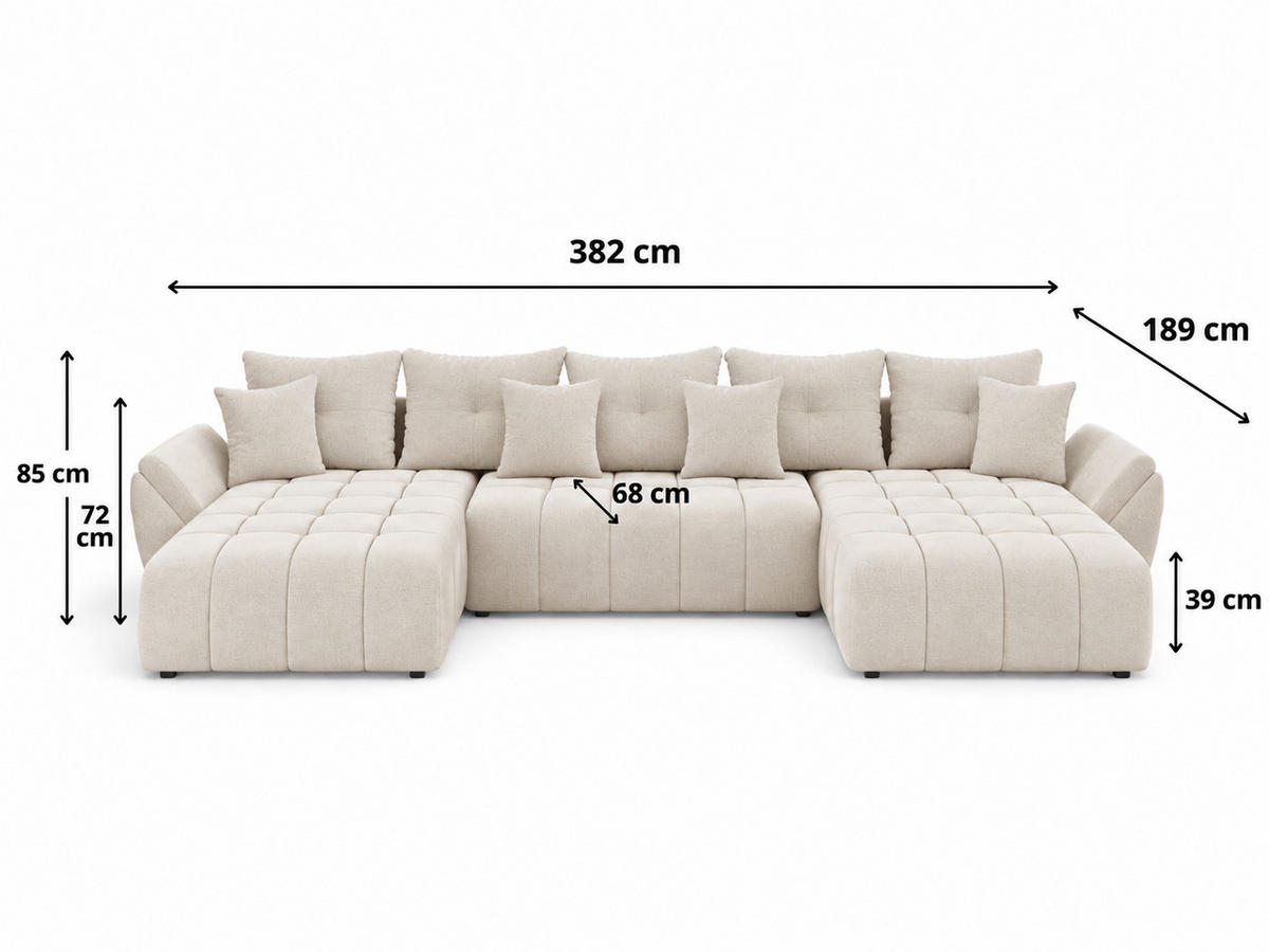 ECKSOFA Decor U Anthrazit - Anthrazit, Holz/Textil (382/189cm) - Graingold
