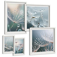 BILDER SET 5er Set - 50x50 cm & 20x30 cm & 40x60 cm Weißer Rahmen - Lineare abstrakte Motive - Weiß, Kunststoff (40/60cm) - TULUP