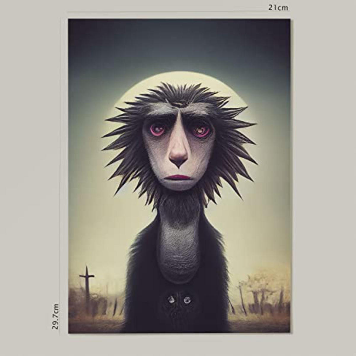 POSTER Set mit 4 Savanne Tier im T Burton Goth Stil A4 Rahmenlos - Klar, Papier (29.7/3cm) - Nacnic