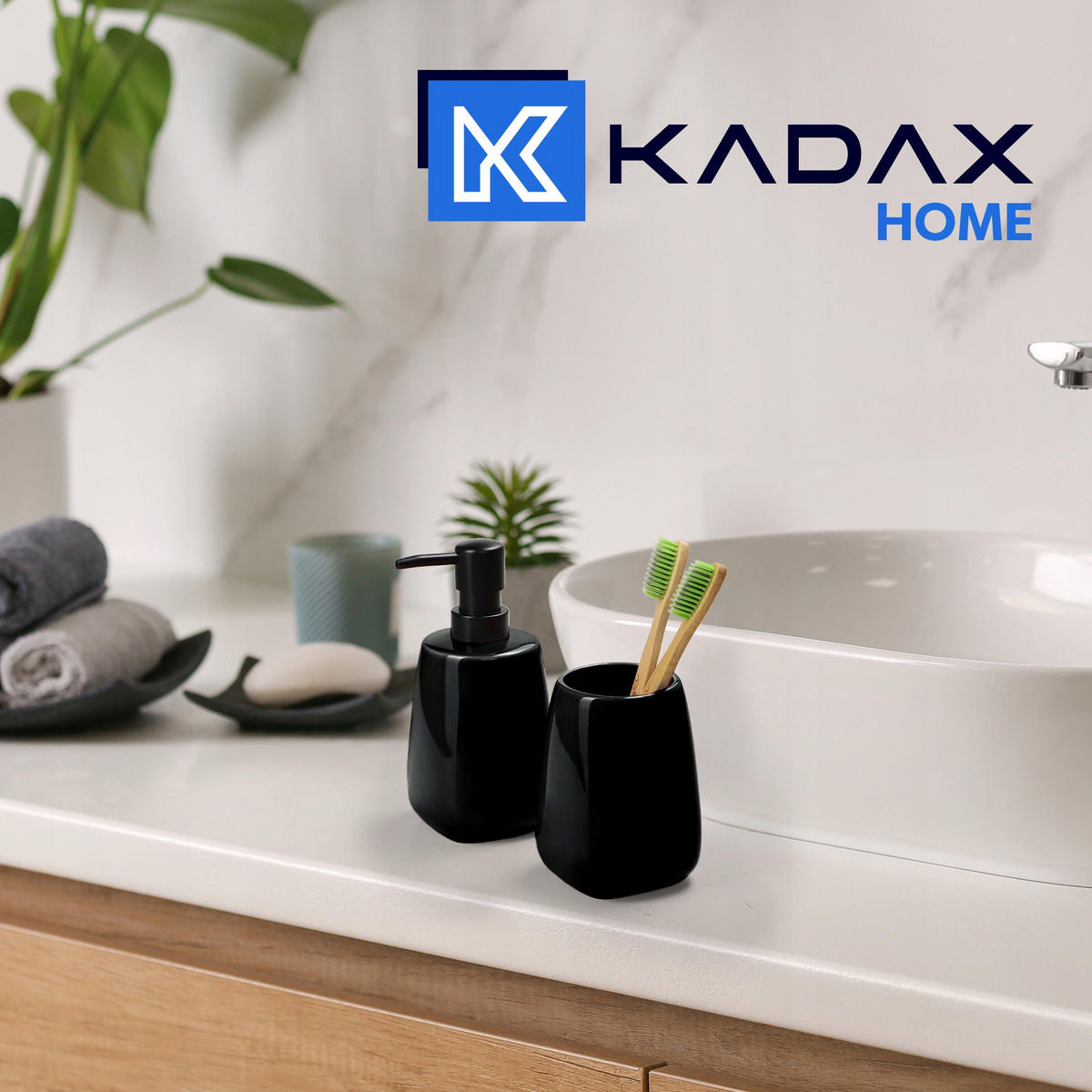 BADEZIMMERBECHER schwarz - Schwarz, Keramik (8/11cm) - KADAX
