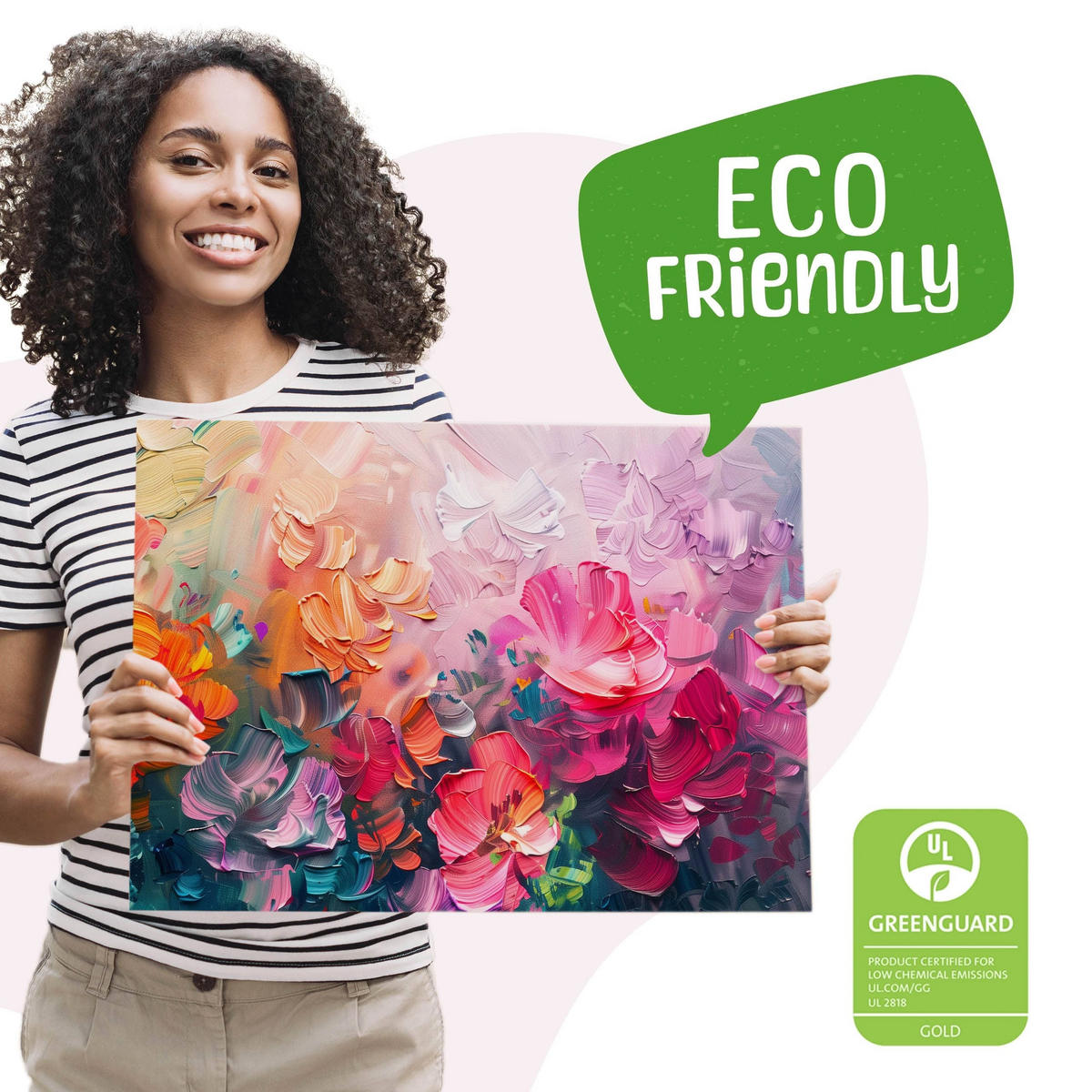 LEINWANDBILD Abstrakte Blumen Malarei 100x70 cm - Türkis/Blau, Textil (100/70cm) - Muralo