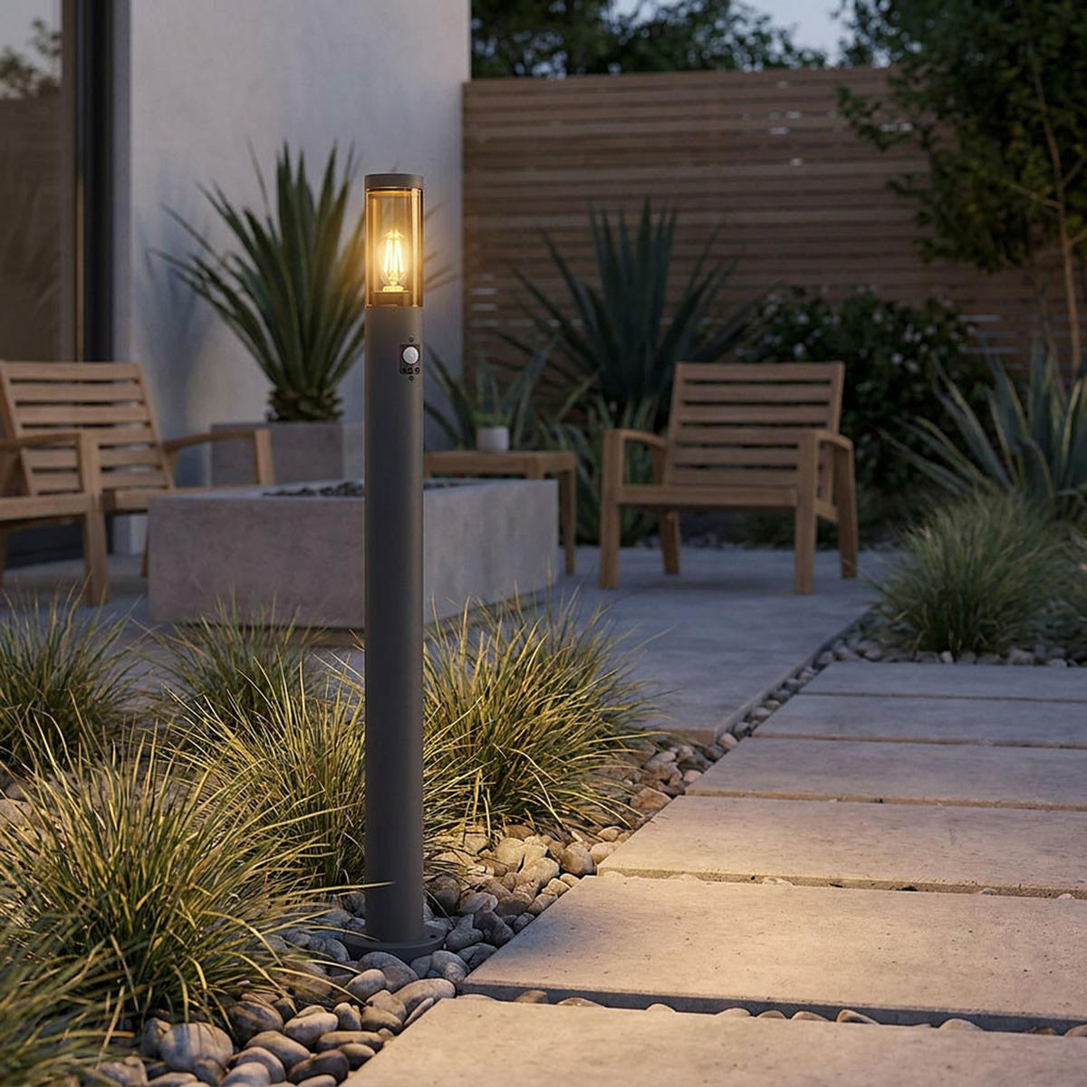 LED STEHLEUCHTE BOSTON Anthrazit Edelstahl - Anthrazit, Metall (12.7/12.7/110cm) - Globo Lighting