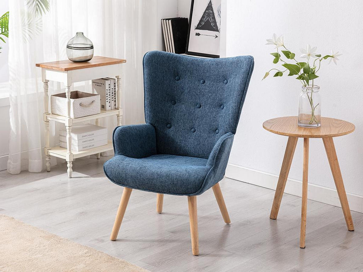 SESSEL - Stoff - Blau - VATELY - Blau, Textil (78/95.5/69cm) - Vente-Unique