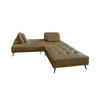 SOFA MIT HOCKER WIOLO 2ER SET Beige Leder - Beige/Silberfarben, Leder/Metall (240/83/110cm) - KAWOLA