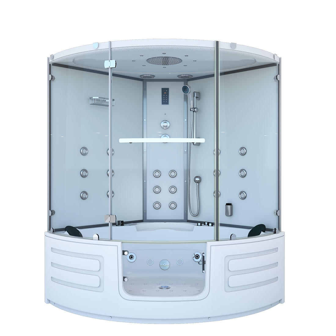 DAMPFDUSCHE Whirlpool K70-WS-EH - Weiß, Glas/Kunststoff (150/150/217cm) - AcquaVapore by Sandra Jentho