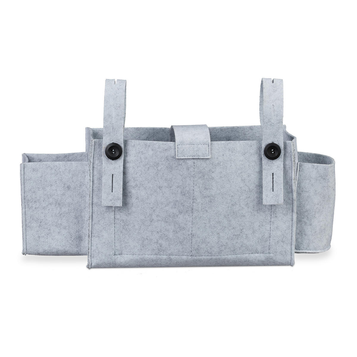 BETTTASCHE Hellgrau Filz 8 Fächer - Grau, Textil - Relaxdays