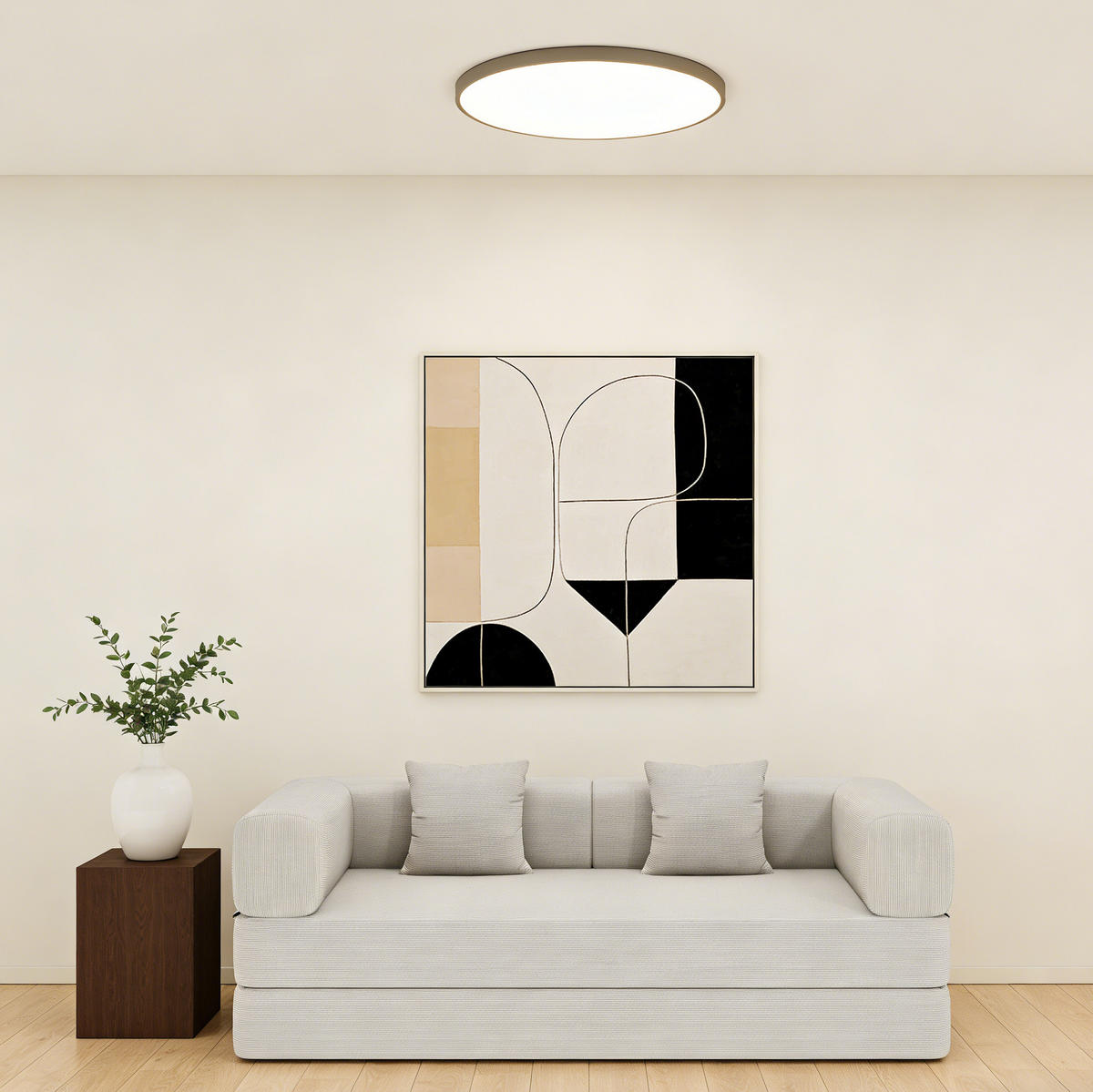 SOFA-BETT 3-Sitzer aus Corduroy Off White - Weiß, Kunststoff (100/70/200cm) - Meubliv