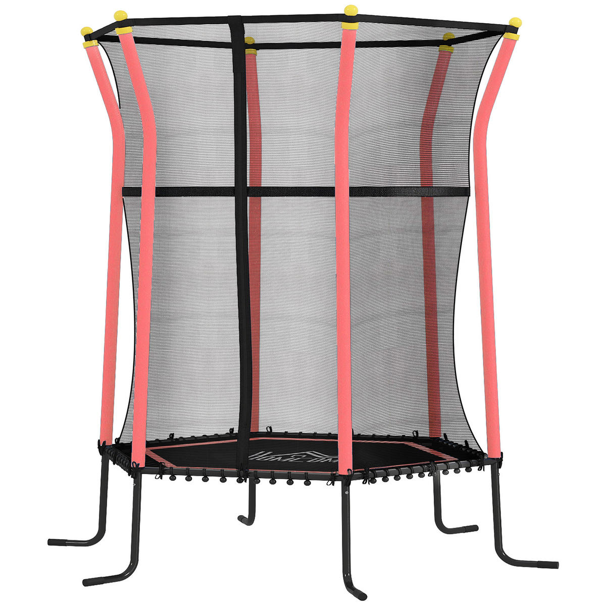 TRAMPOLIN DE-10778 Ø163,5 cm mit Sicherheitsnetz Schwarz & Rot - Rot, Metall (163.5/163.5cm) - ComfortXL