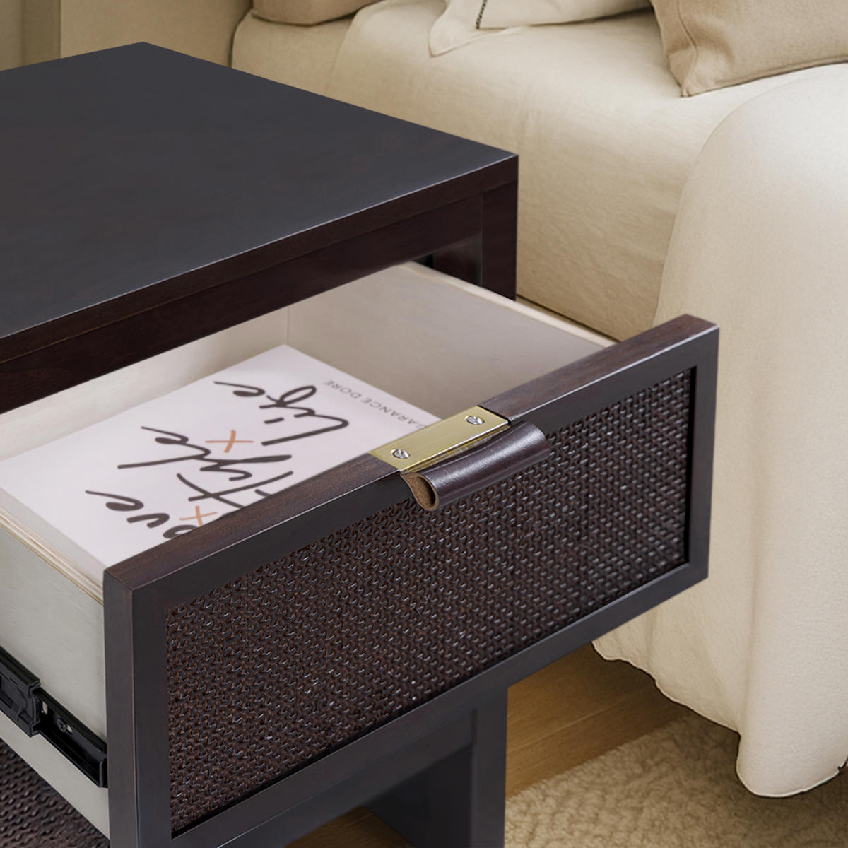 NACHTTISCH, 2 tiefe Schubladen, 51cm, Braun - Braun, Holz (51/61/41cm) - Teamson Home