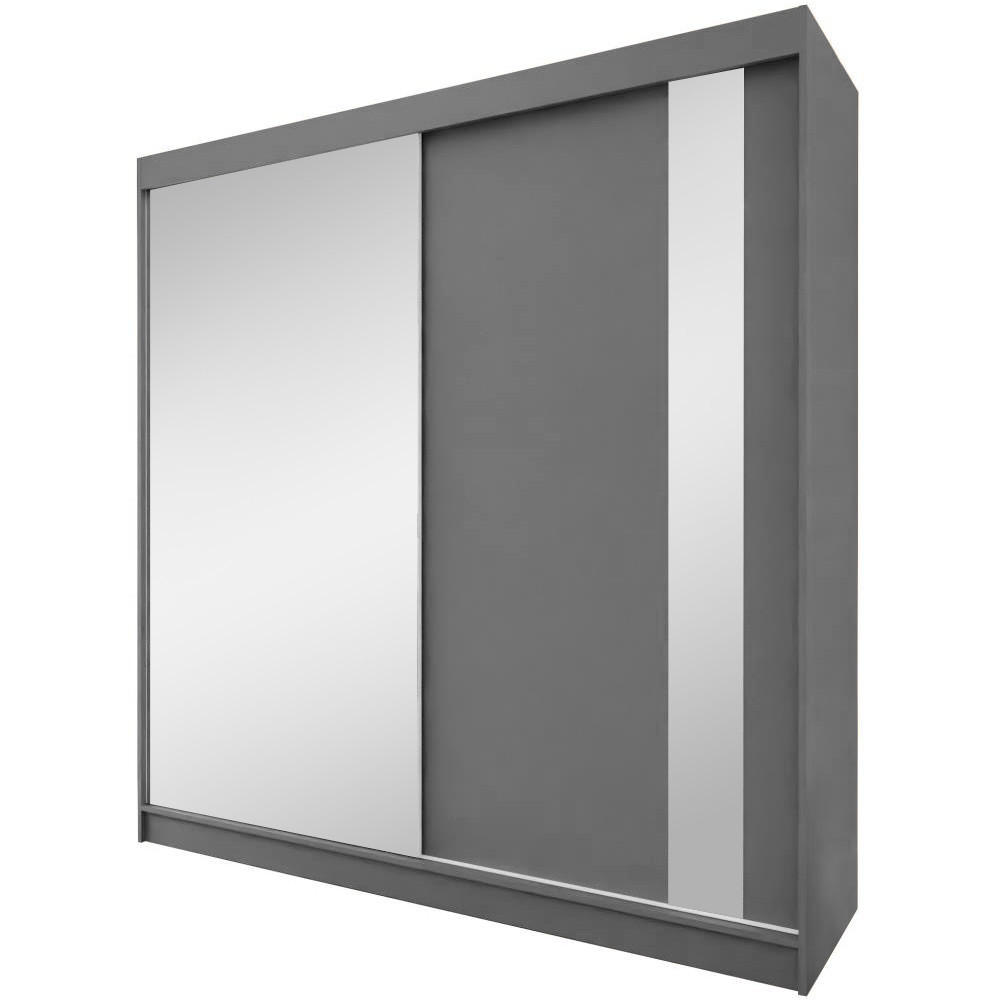 SCHWEBETÜRENSCHRANK Gaja 200/216/61 graphit mit Spiegel - Graphitfarben, Holzwerkstoff (200/216/61cm) - Beautysofa