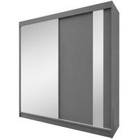 SCHWEBETÜRENSCHRANK Gaja 200/216/61 graphit mit Spiegel - Graphitfarben, Holzwerkstoff (200/216/61cm) - Beautysofa
