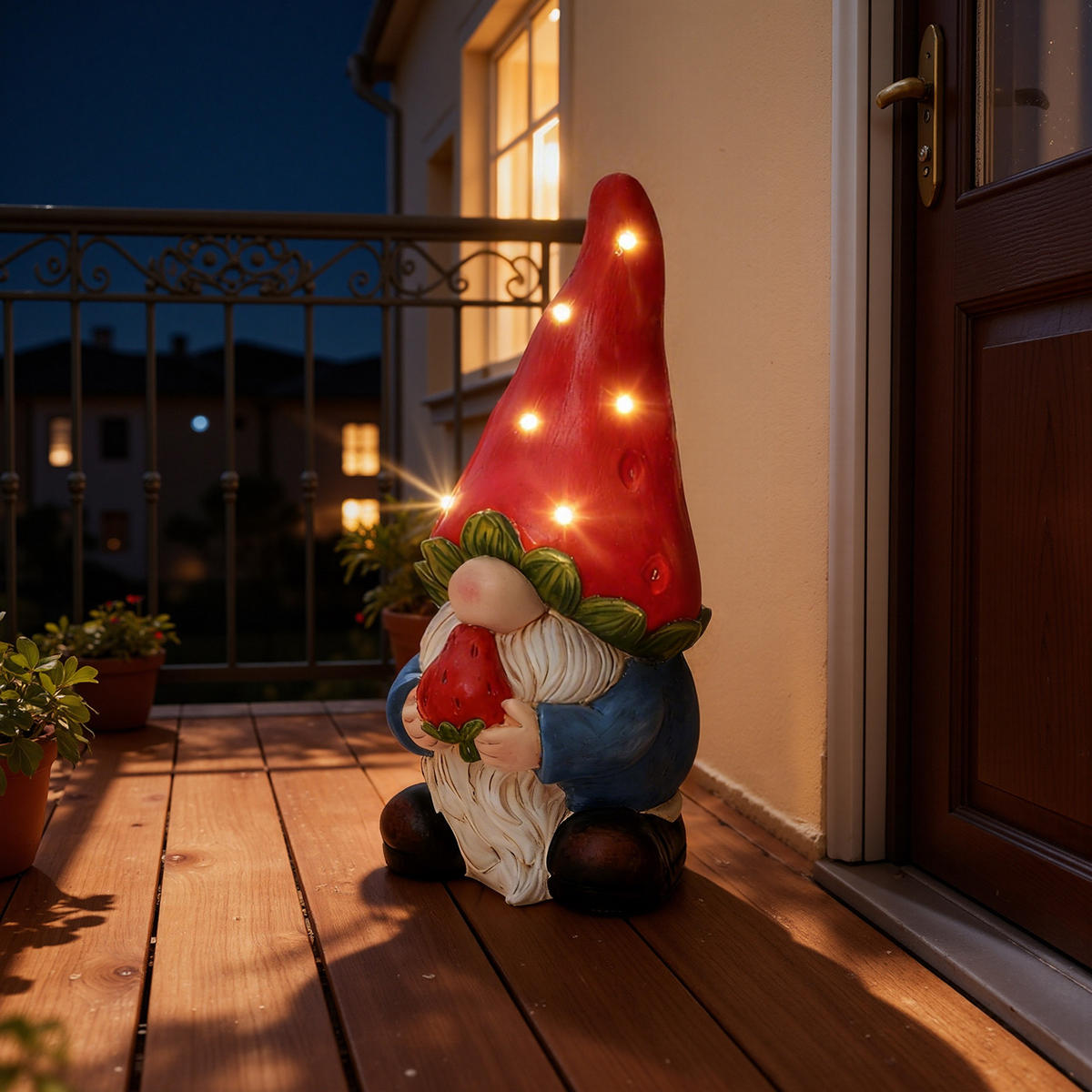 LED Gartenfigur Zwerg, 19x20x40 cm - Multicolor, Naturmaterialien (19.5/40/19cm) - Hometopia