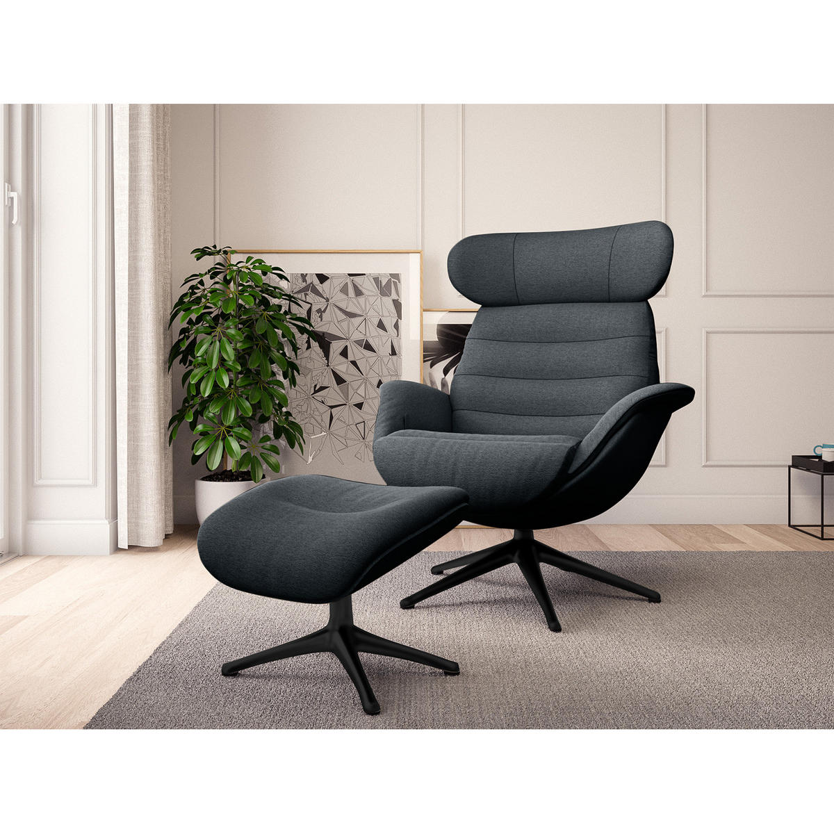 RELAXSESSEL - Grau, Textil/Metall (90/107/90cm) - home24