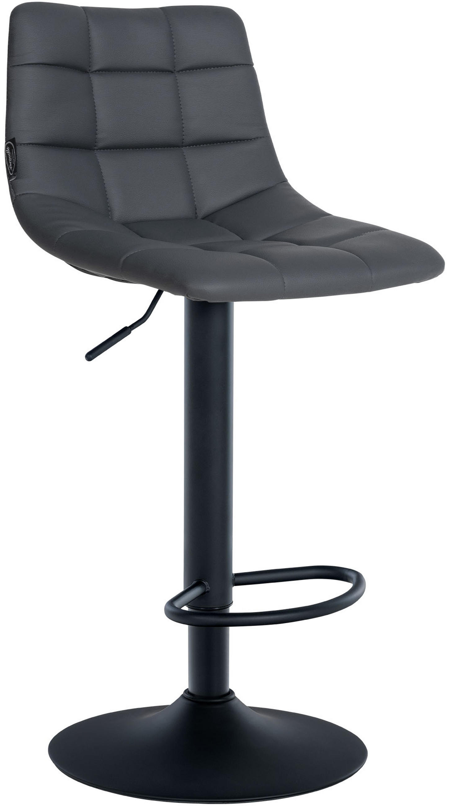 BARHOCKER James Kunstleder schwarz grau - Schwarz/Grau, Kunststoff/Metall (43/108.5/46.5cm) - TPFLiving