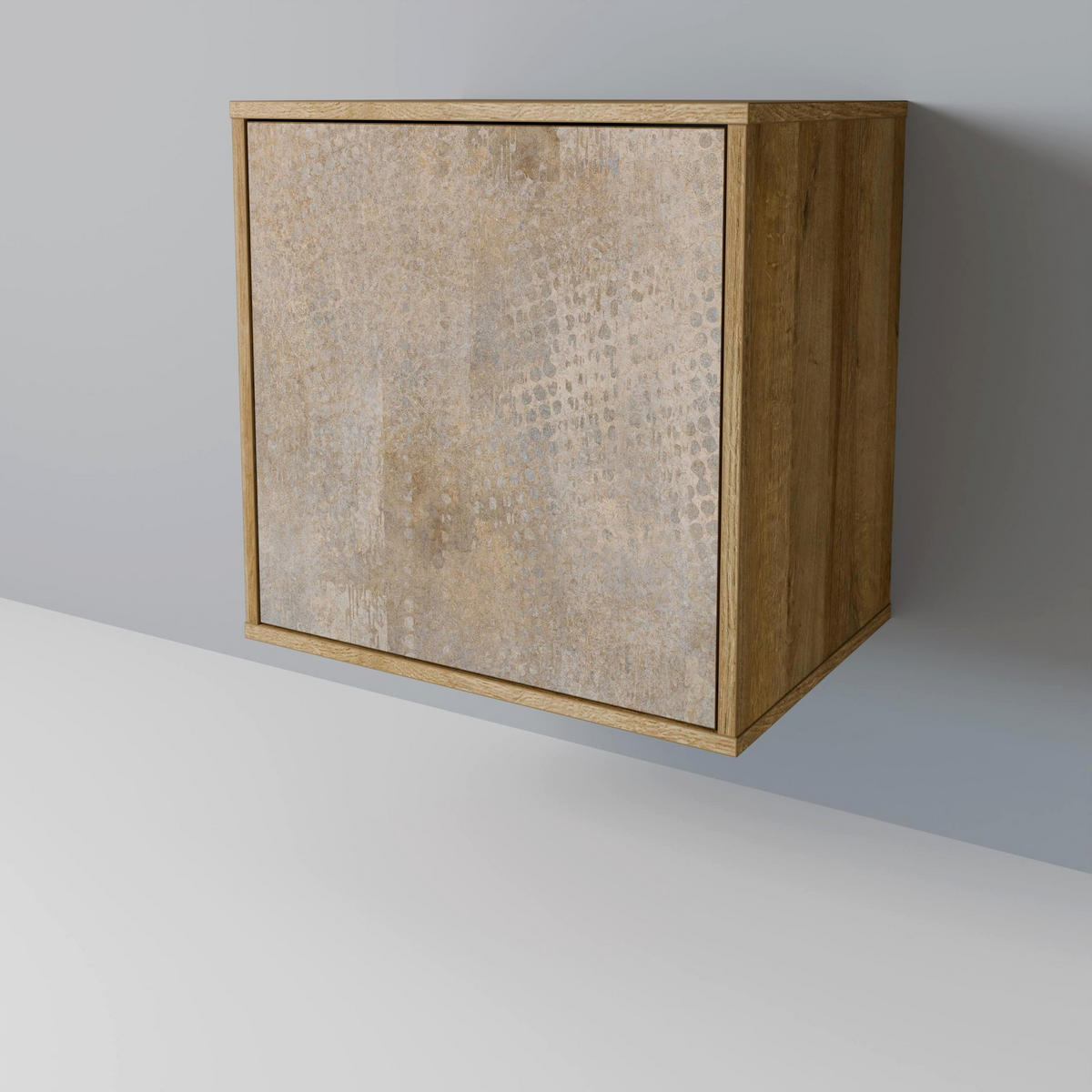 SIDEBOARD SCREEN ERROR, Eichefarben, 57,5x42x67,5 cm, Schwarze Metall-Rahmenfüße - Eichefarben/Multicolor, Holzwerkstoff/Metall (57.5/67.5/42cm) - SpaceRebels