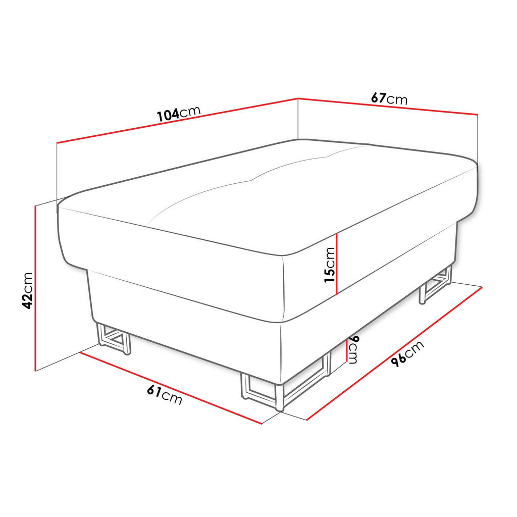 Thumbnail - Mirjan24 Polsterhocker, Grau, Holz, 2-Sitzer, Rechteckig, 104x42x67 cm, Wohnzimmer, Hocker, Sitzhocker