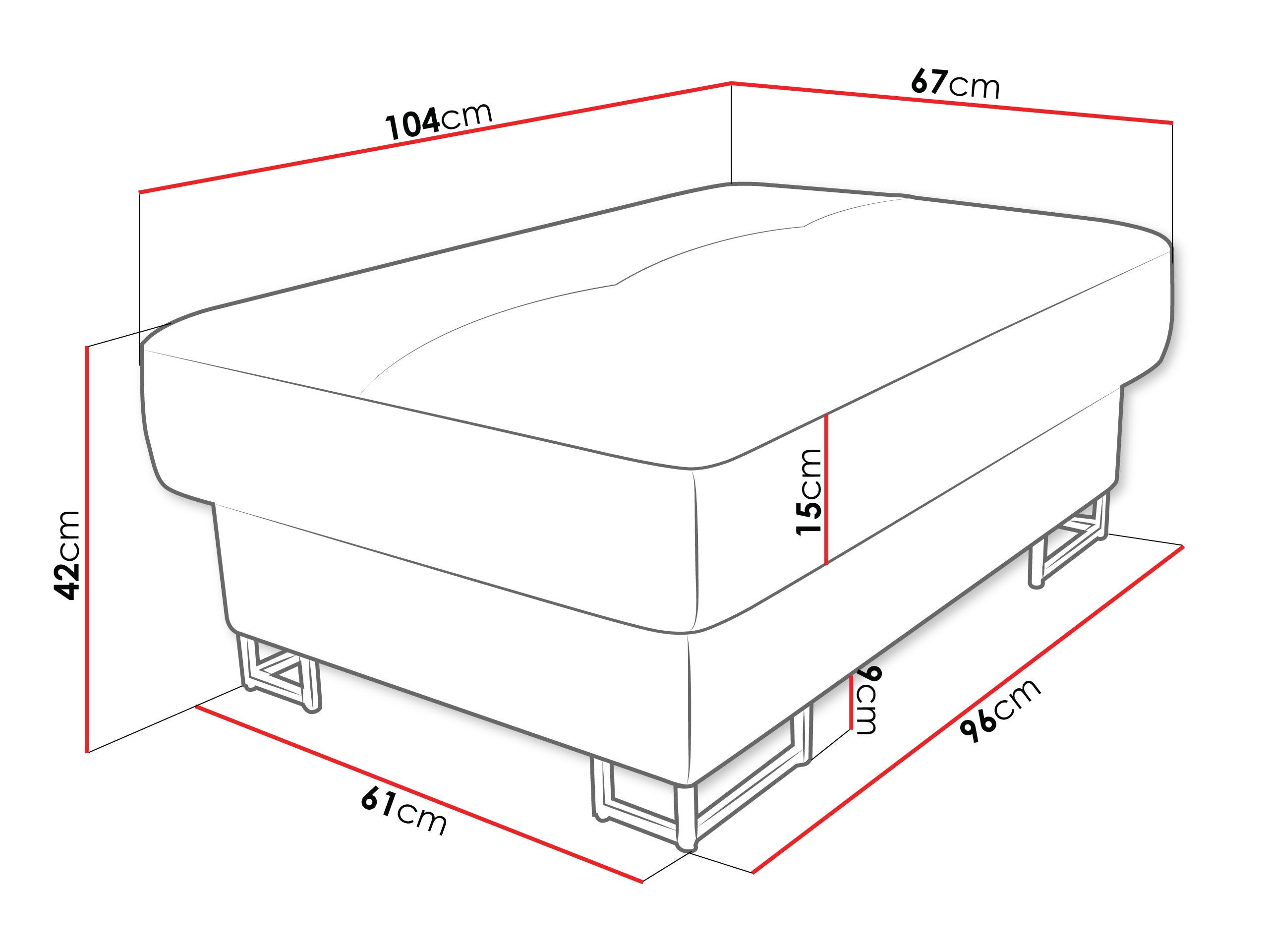 Thumbnail - Mirjan24 Polsterhocker, Natur, Holz, 2-Sitzer, Rechteckig, 104x42x67 cm, Wohnzimmer, Hocker, Sitzhocker