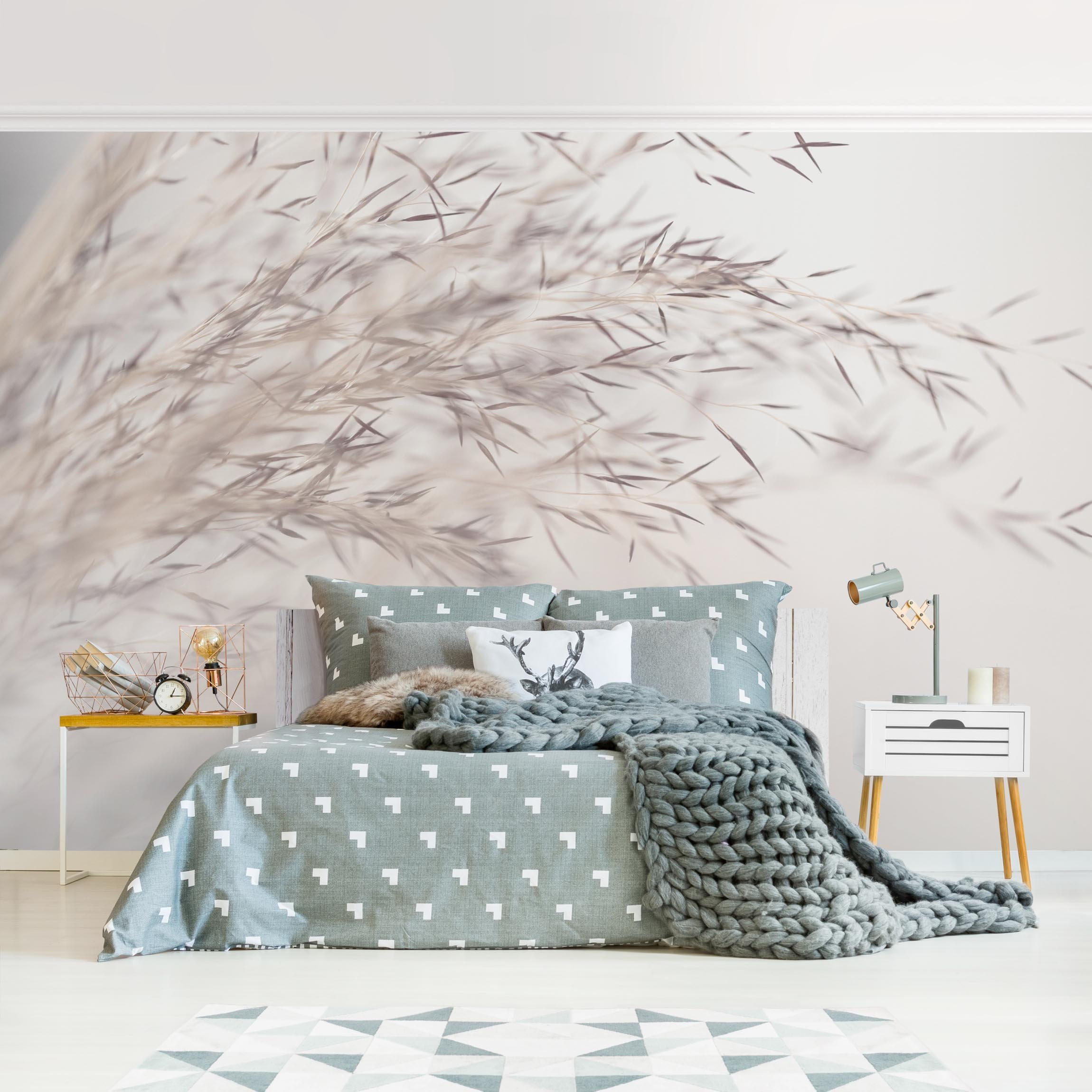 FOTOTAPETE Wiesengras Close Up 288/190 cm - Eichefarben, Papier (288/190cm) - Bilderwelten