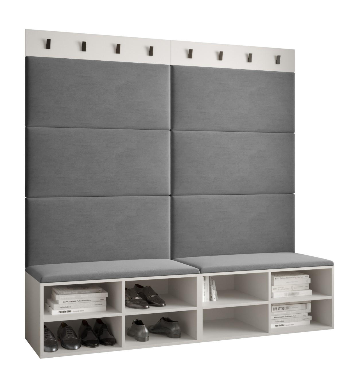 Möbel Kryspol Garderoben-Set Weiß, Grau 168x184x42 cm