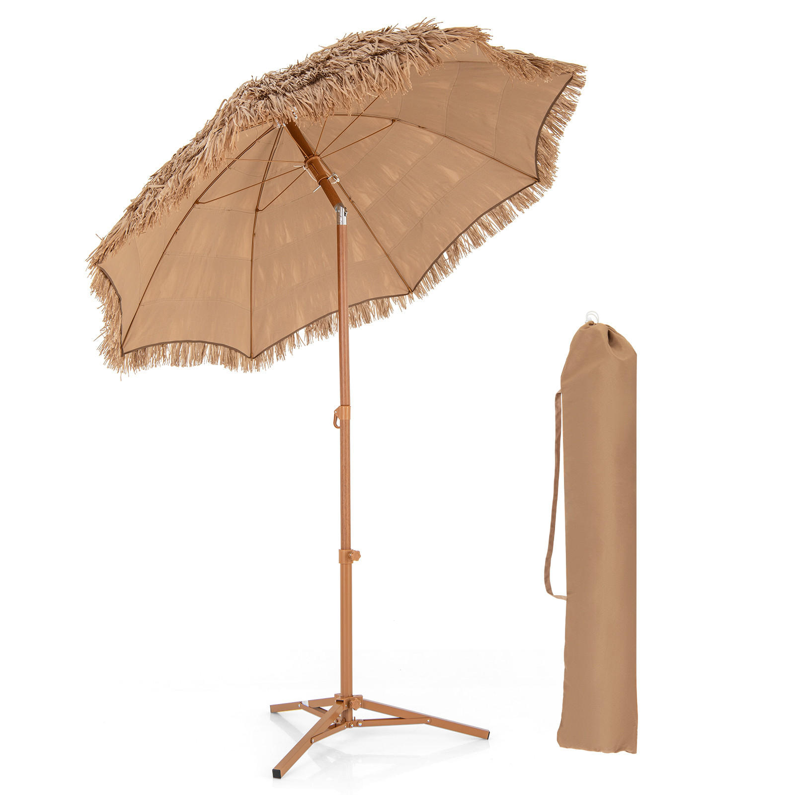 SLNEČNÍK prírodný - prírodná farba, plast (200/200cm) - COSTWAY