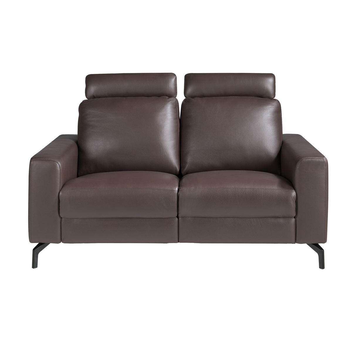 SOFA 2-Sitzer-Relax aus schokoladenbraunem Leder 166/98/89 cm - Dunkelbraun/Schwarz, Leder/Metall (166/89/98cm) - ANGEL CERDA